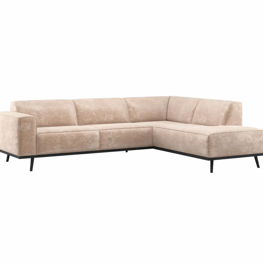 Woood Statement Hoekbank Rechts Chenille Velvet Naturel
