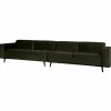 Woood Statement xl 4-zits bank 372 cm fluweel warm groen