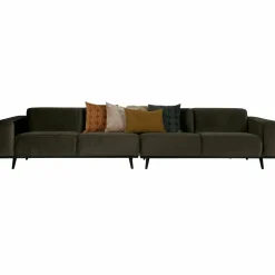 Woood Statement xl 4-zits bank 372 cm fluweel warm groen