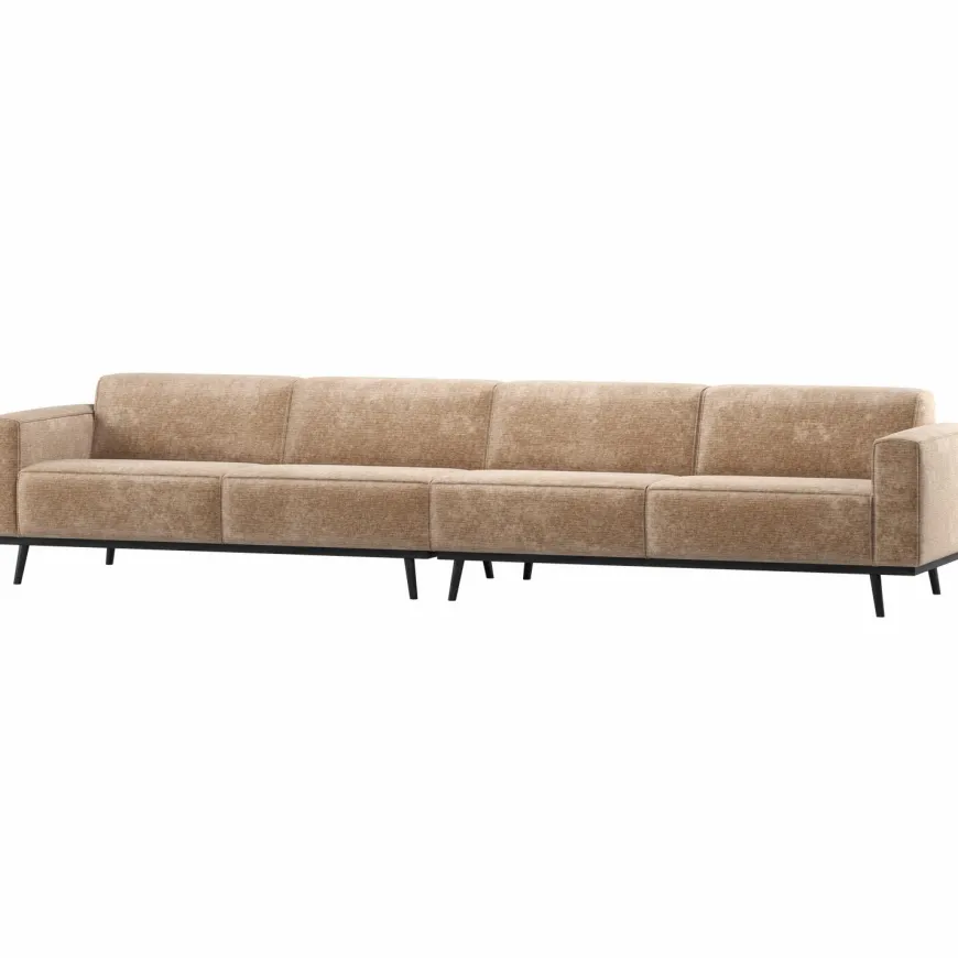 Woood Statement Xl 4-Zits Bank 372 Cm Chenille Velvet Perzikroze