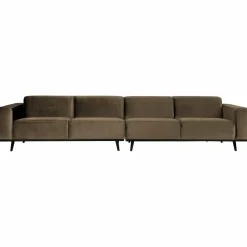Woood Statement xl 4-zits bank 372 cm fluweel taupe