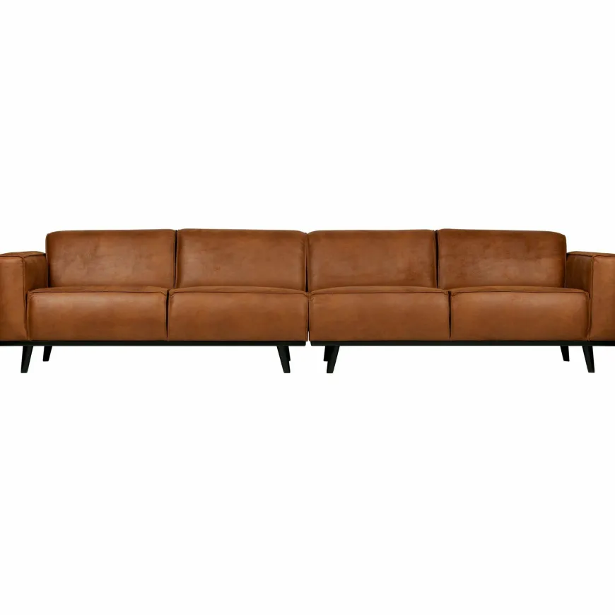 Woood Statement xl 4-zits bank 372 cm lederlook cognac