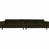 Woood Statement xl 4-zits bank 372 cm platte brede rib warm groen