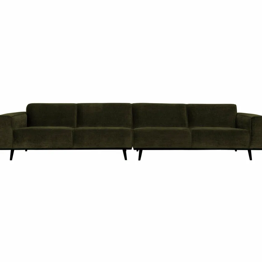 Woood Statement xl 4-zits bank 372 cm platte brede rib warm groen