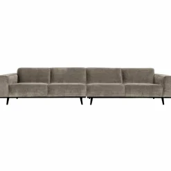 Woood Statement xl 4-zits bank 372 cm platte brede rib clay