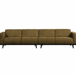 Woood Statement xl 4-zits bank 372 cm structure velvet brass