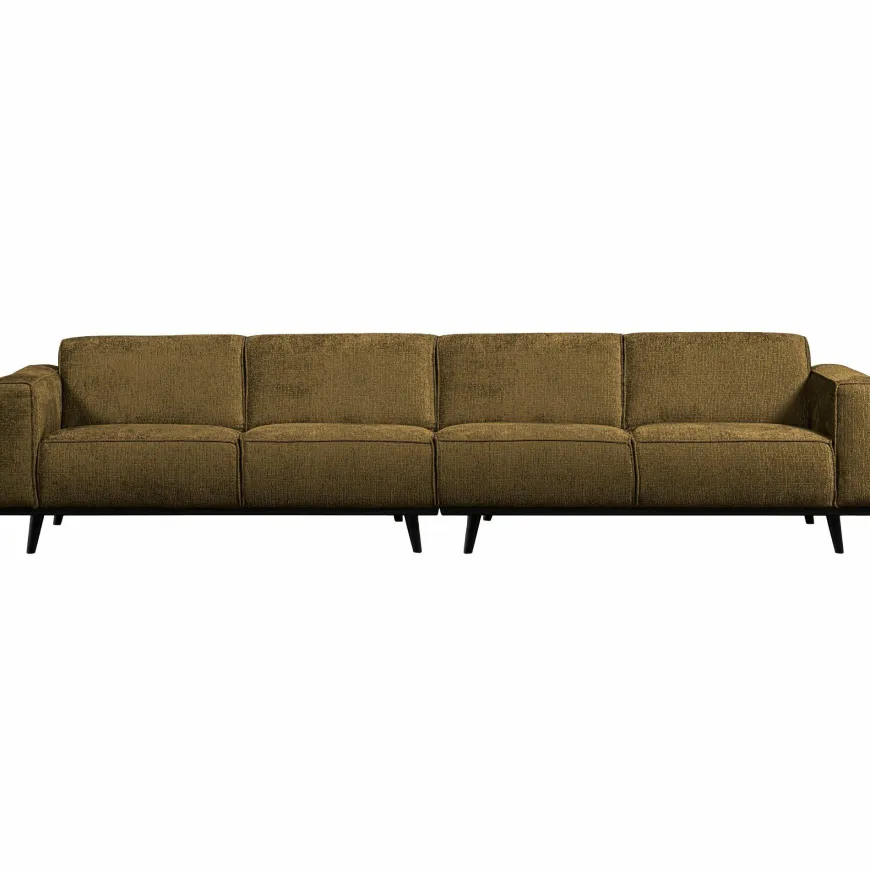 Woood Statement xl 4-zits bank 372 cm structure velvet brass