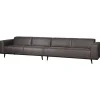 Woood Statement xl 4-zits bank 372 cm lederlook donkergrijs