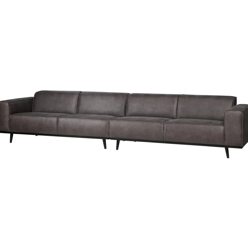 Woood Statement xl 4-zits bank 372 cm lederlook donkergrijs