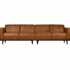 Woood Statement 4-zits bank 280 cm lederlook cognac