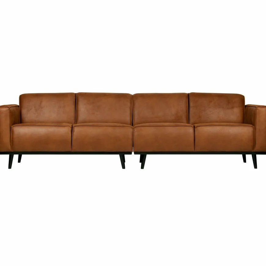 Woood Statement 4-zits bank 280 cm lederlook cognac