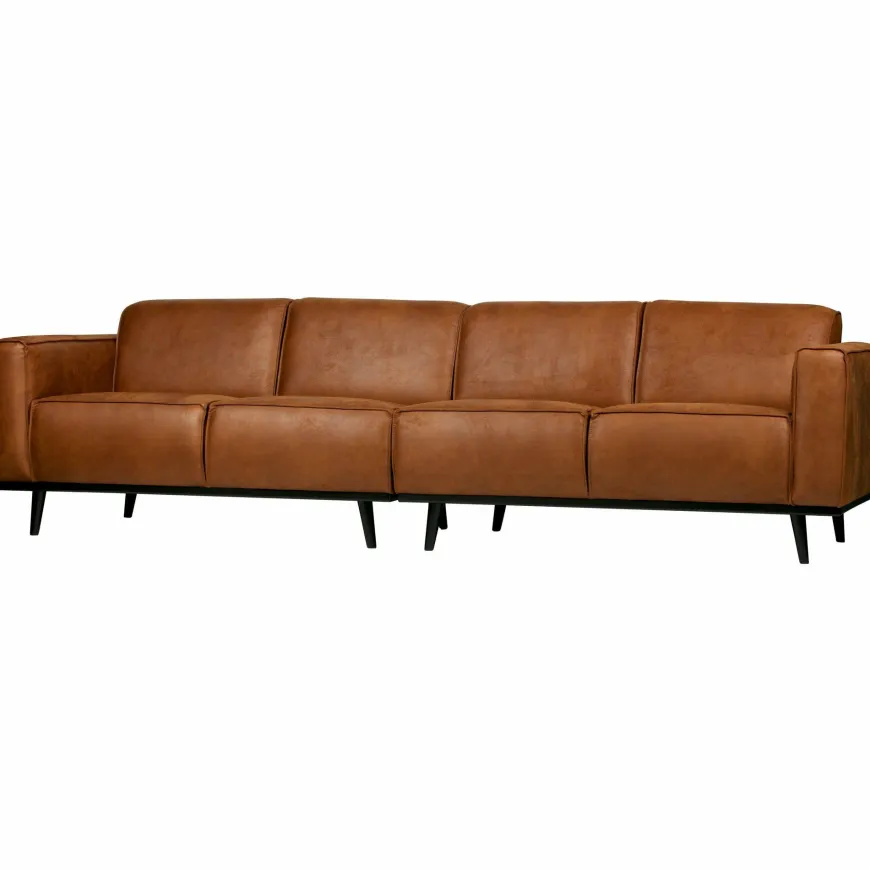 Woood Statement 4-zits bank 280 cm lederlook cognac