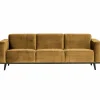Woood Statement 3-zits bank 230 cm fluweel honing geel