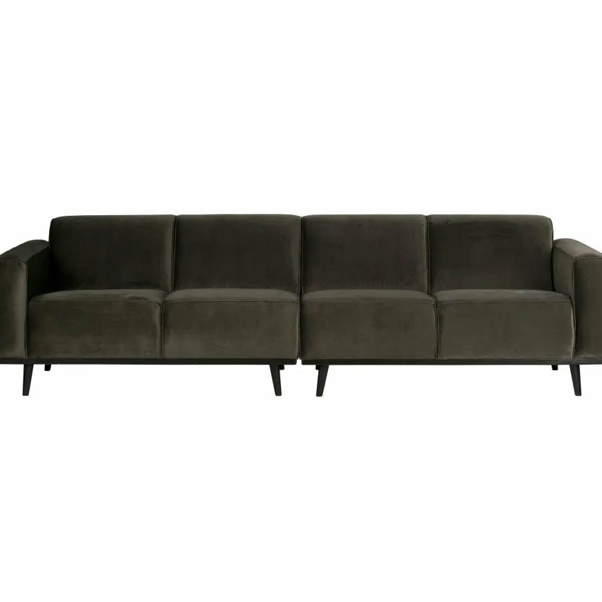 Woood Statement 4-zits bank 280 cm fluweel warm groen