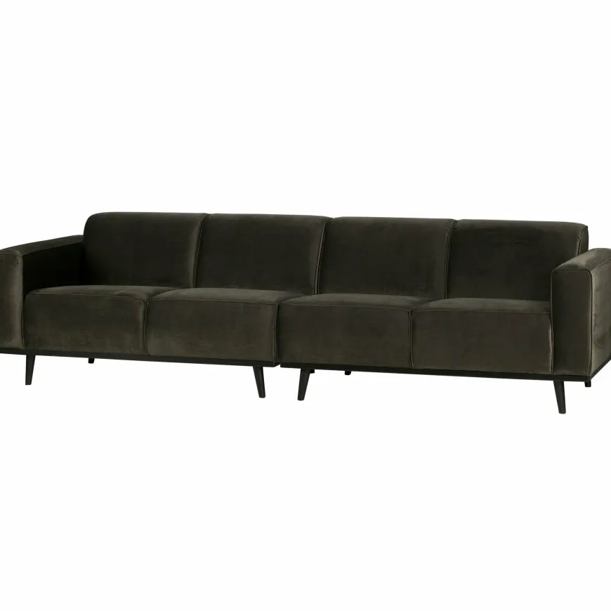 Woood Statement 4-zits bank 280 cm fluweel warm groen