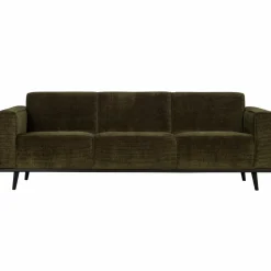 Woood Statement 3-zits bank 230 cm brede platte rib warm groen