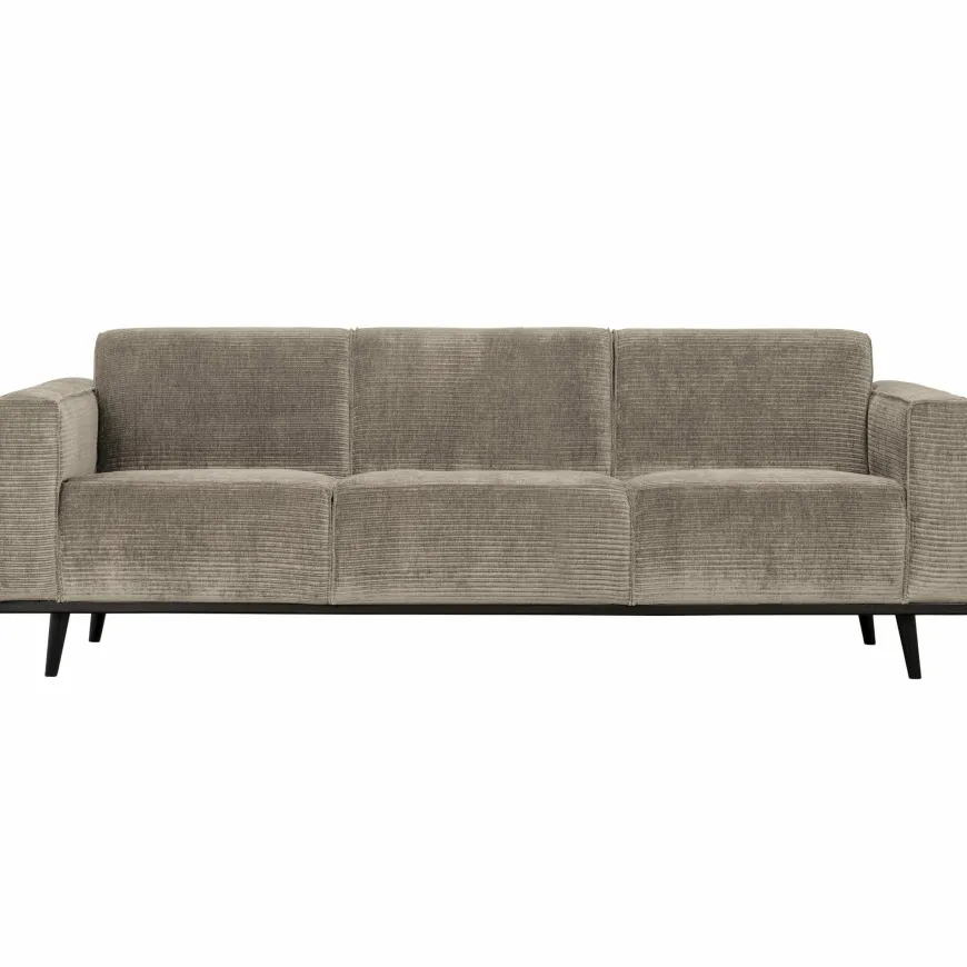 Woood Statement 3-zits bank 230 cm brede platte rib clay