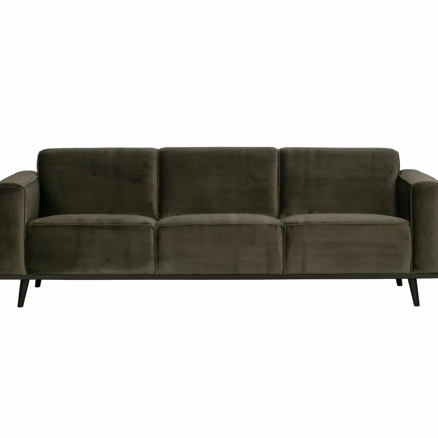 Woood Statement 3-zits bank 230 cm fluweel warm groen