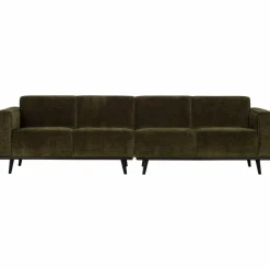 Woood Statement 4-zits bank 280 cm platte brede rib warm groen
