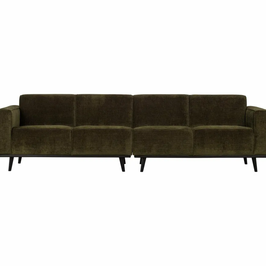 Woood Statement 4-zits bank 280 cm platte brede rib warm groen