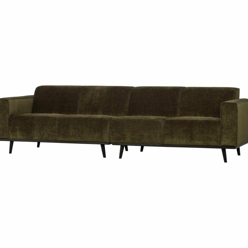 Woood Statement 4-zits bank 280 cm platte brede rib warm groen