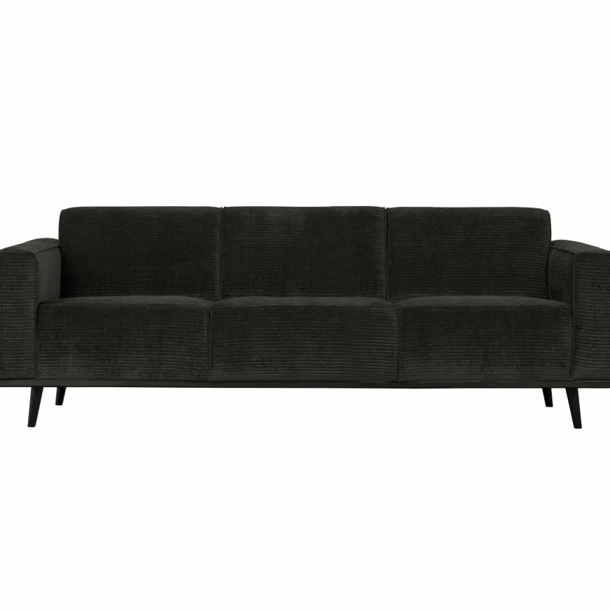 Woood Statement 3-zits bank 230 cm brede platte rib graphite