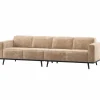 Woood Statement 4-Zits Bank 280 Cm Chenille Velvet Perzikroze