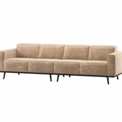 Woood Statement 4-Zits Bank 280 Cm Chenille Velvet Perzikroze