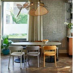 Woood Tablo eettafel ovaal vingerlas 220x90cm pebble grey/zwart [fsc]