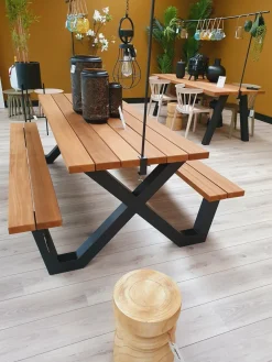 Woood Tablo Outdoor Picknicktafel Naturel Met X-poot Metaal [fsc]