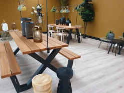 Woood Tablo Outdoor Picknicktafel Naturel Met X-poot Metaal [fsc]