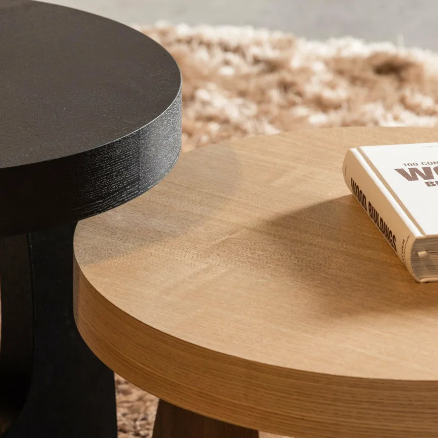 Woood Tala bijzettafel mdf fineer zwart ø45cm
