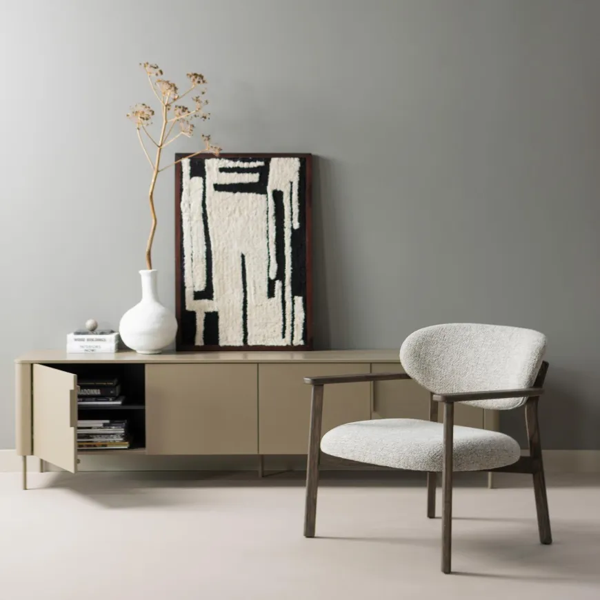 Woood Udar fauteuil met houten frame donkerbruin
