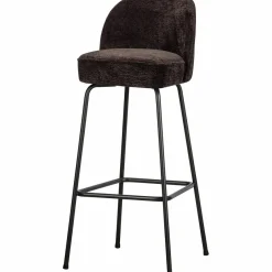 Woood Vogue barstoel 80cm 3d chenille donkerbruin