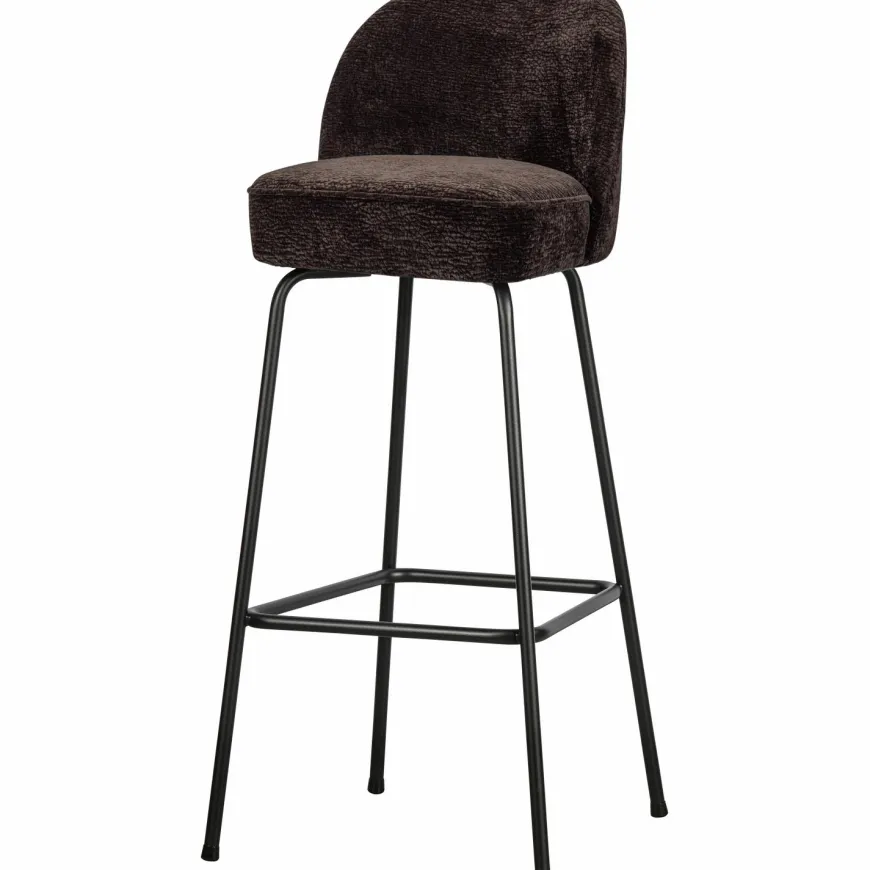 Woood Vogue barstoel 80cm 3d chenille donkerbruin