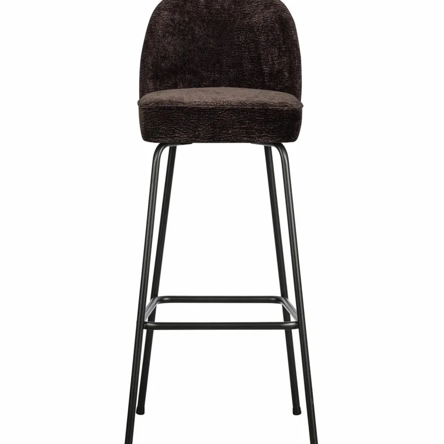 Woood Vogue barstoel 80cm 3d chenille donkerbruin