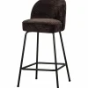 Woood Vogue barstoel 65cm 3d chenille donkerbruin