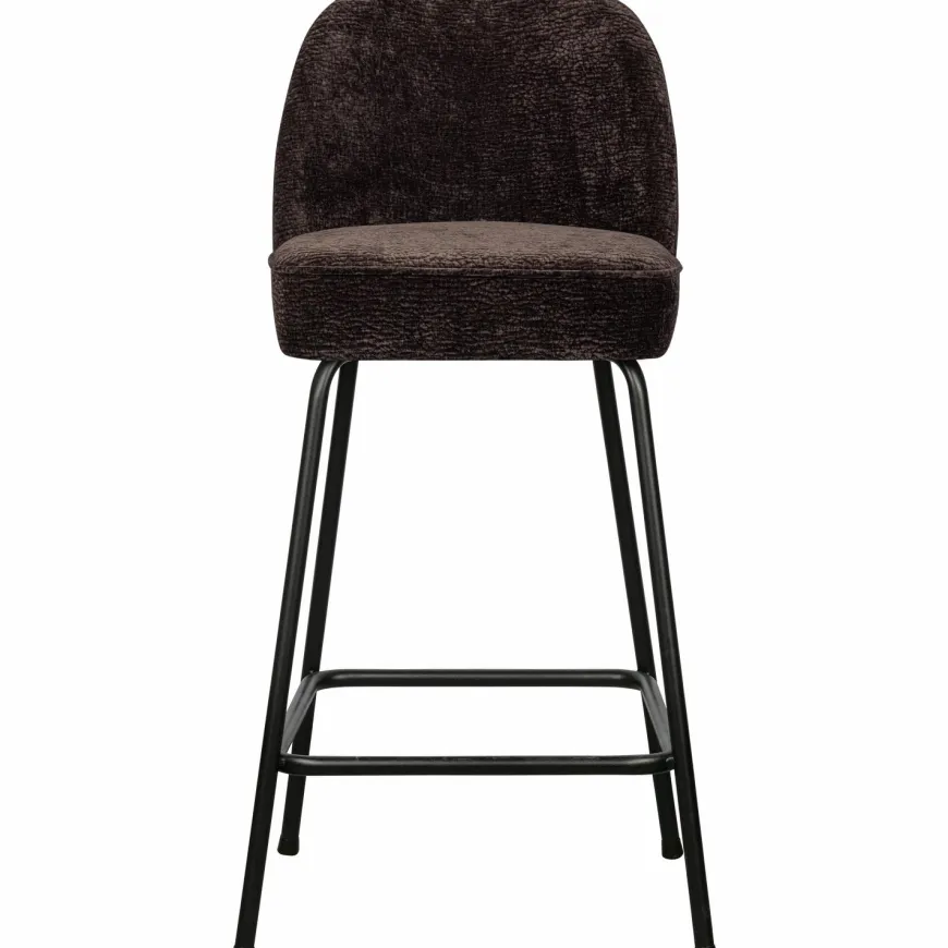Woood Vogue barstoel 65cm 3d chenille donkerbruin
