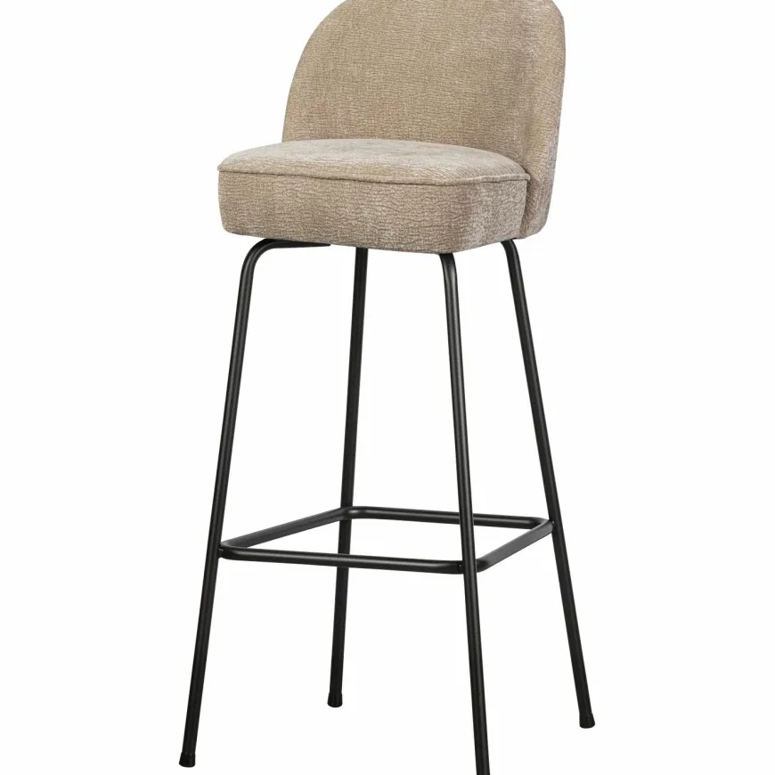 Woood Vogue barstoel 80cm 3d chenille zand