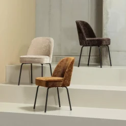 Woood Vogue eetkamerstoel 3d chenille middenbruin