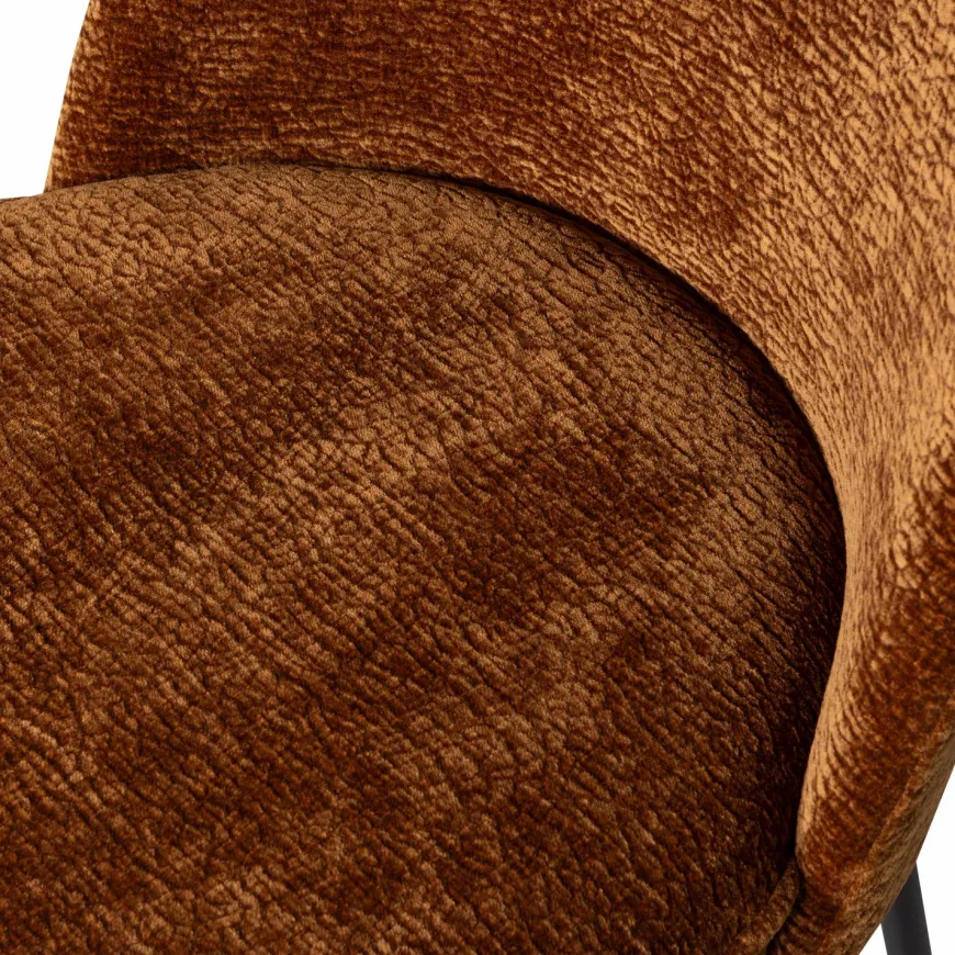 Woood Vogue eetkamerstoel 3d chenille middenbruin