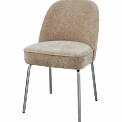 Woood Vogue eetkamerstoel 3d chenille zand chrome poot