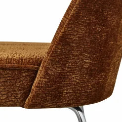 Woood Vogue eetkamerstoel 3d chenille middenbruin chrome poot