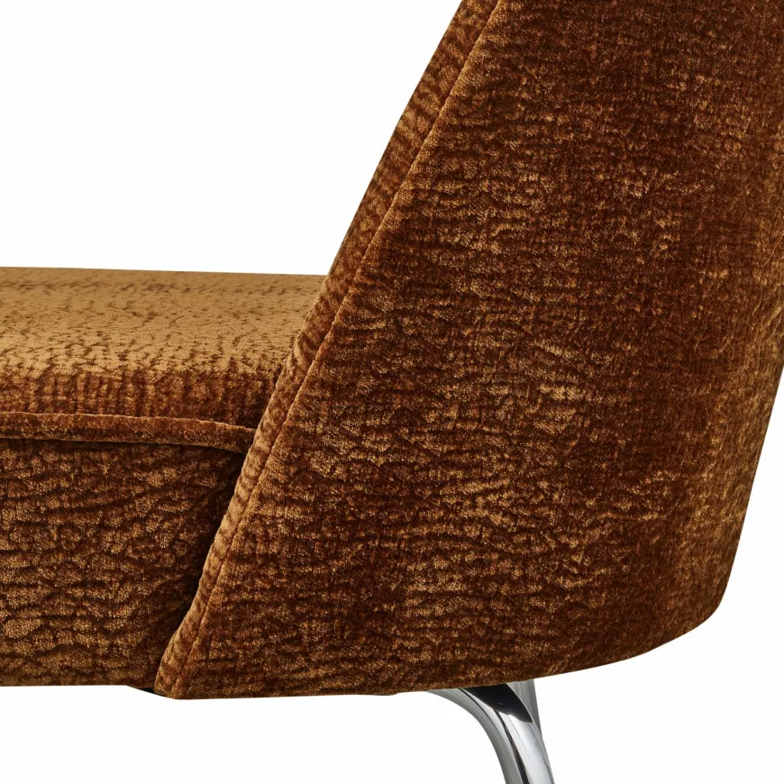 Woood Vogue eetkamerstoel 3d chenille middenbruin chrome poot