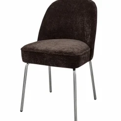 Woood Vogue eetkamerstoel 3d chenille donkerbruin chrome poot