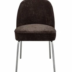 Woood Vogue eetkamerstoel 3d chenille donkerbruin chrome poot