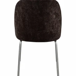 Woood Vogue eetkamerstoel 3d chenille donkerbruin chrome poot