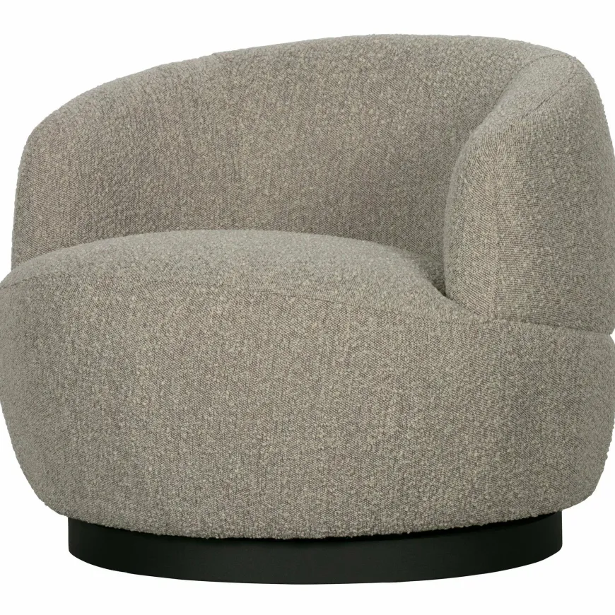 Woood Woolly draaifauteuil bouclé naturel gemeleerd