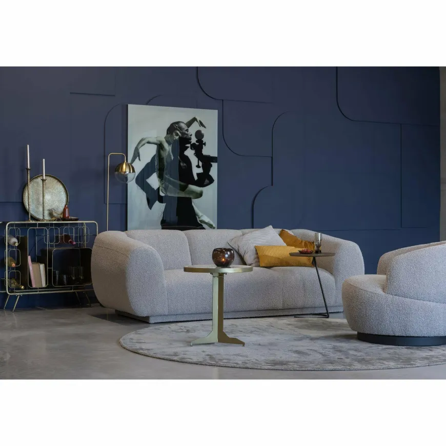 Woood Woolly draaifauteuil bouclé naturel gemeleerd