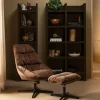 Woood Yaro draaibare fauteuil met hocker espresso